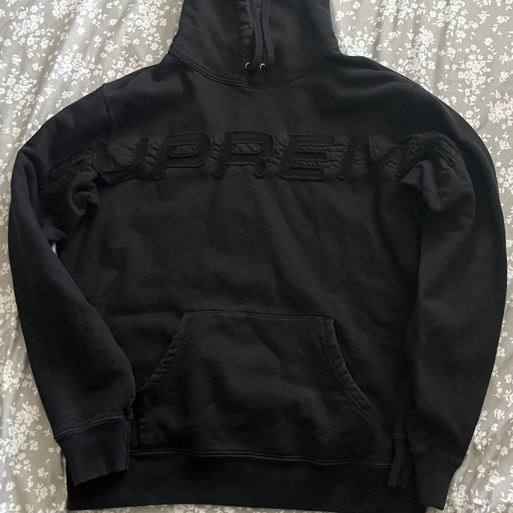 Supreme Black Embroidered Hoodie MEDIUM